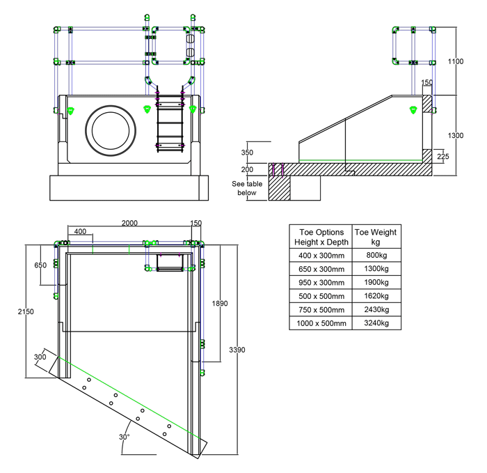 RSFA20B 05 3390 LH Angled Headwall line drawing
