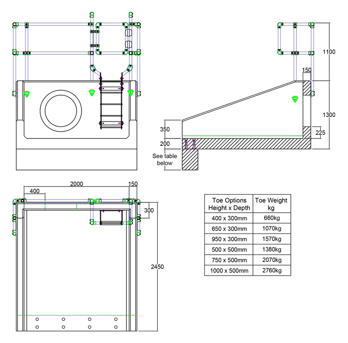 RSFA20B 10 2450 Rectangular Headwall line drawing
