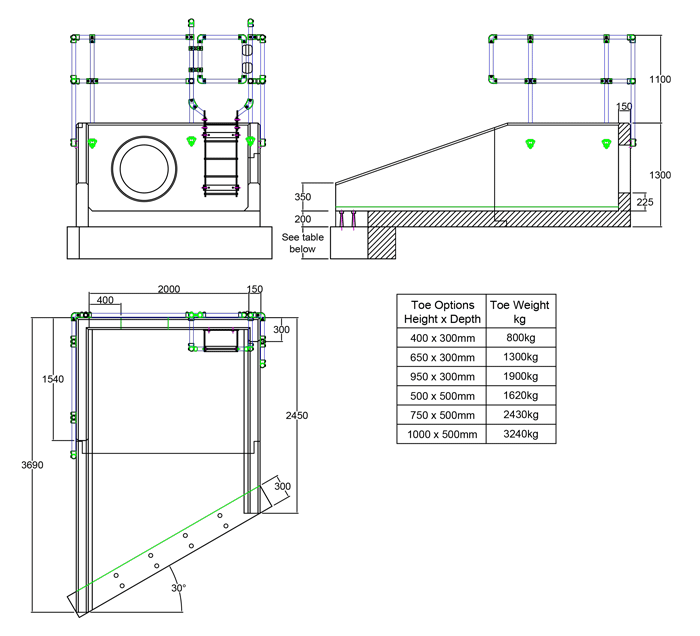 RSFA20B 10 3690 LH Angled Headwall line drawing