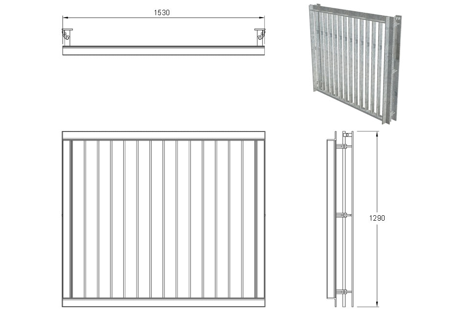 SFA Outfall Safety Grille Type 1 1050 line drawing