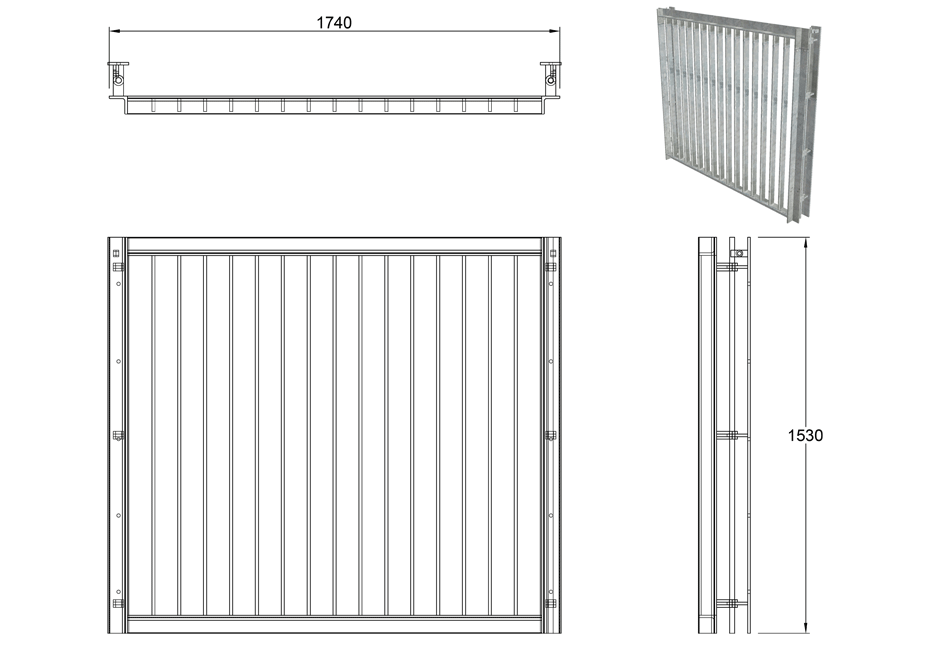 SFA Outfall Safety Grille Type 1 1200 line drawing