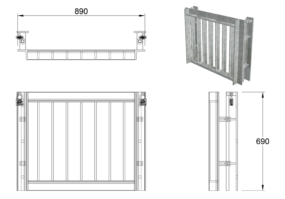 SFA Outfall Safety Grille Type 1 450 line drawing