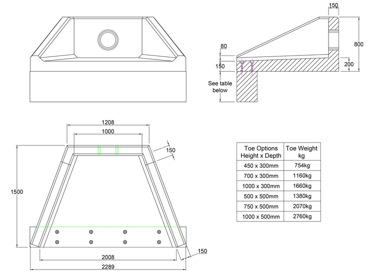 SFA10 W Headwall line drawing