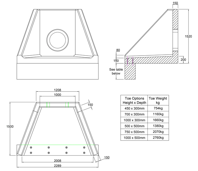 SFA10 Z Headwall line drawing