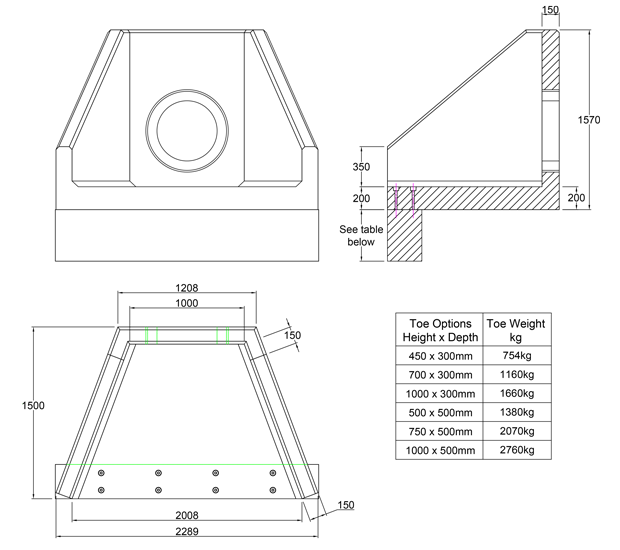 SFA11 D Headwall line drawing