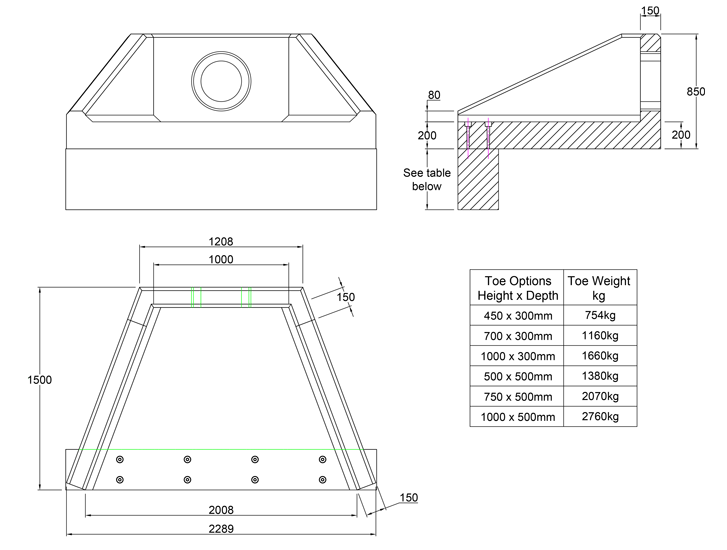 SFA11 W Headwall line drawing