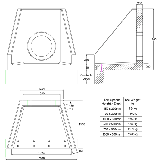 SFA12 D Headwall line drawing