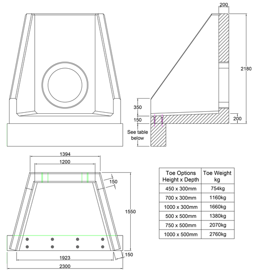 SFA12 E Headwall line drawing