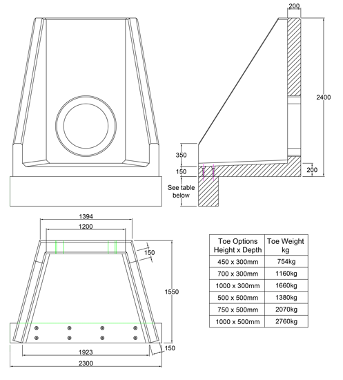 SFA12 F Headwall line drawing