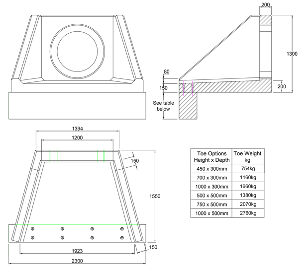 SFA12 U Headwall line drawing