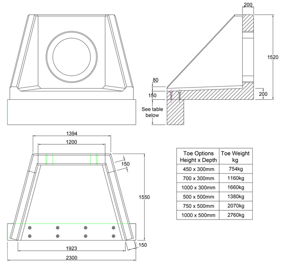 SFA12 V Headwall line drawing