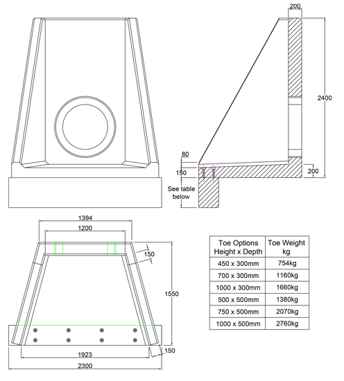 SFA12 Z Headwall line drawing