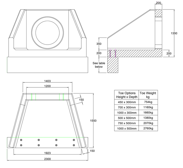 SFA13 A Headwall line drawing