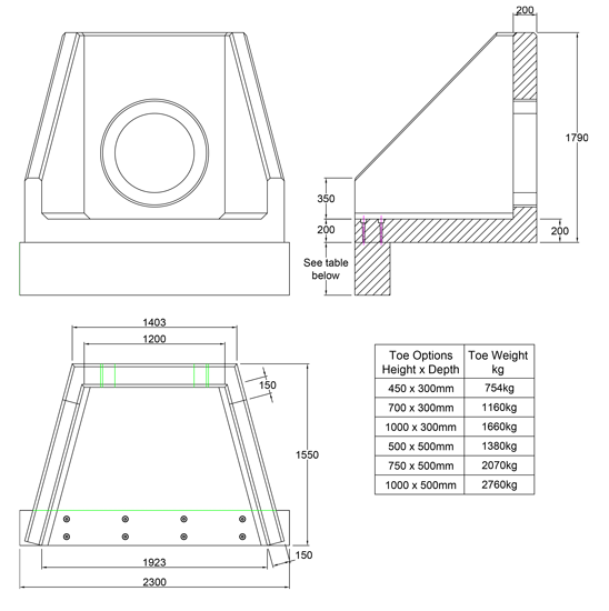 SFA13 C Headwall line drawing