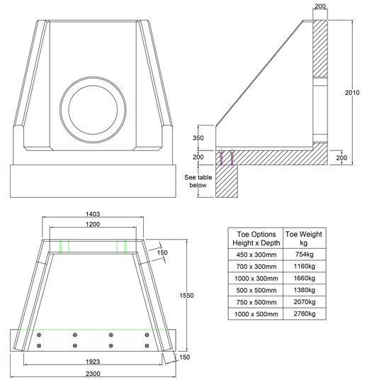 SFA13 D Headwall line drawing