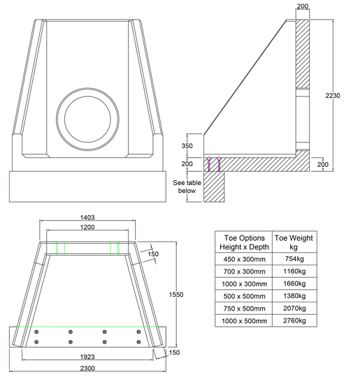 SFA13 E Headwall line drawing