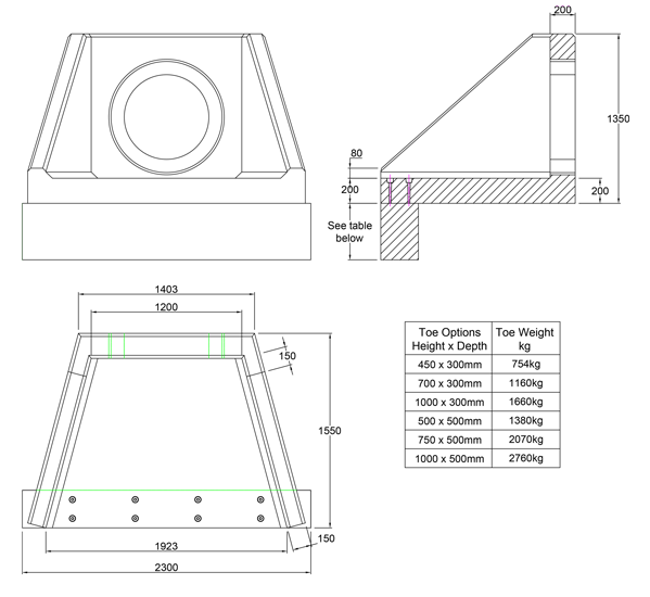 SFA13 U Headwall line drawing