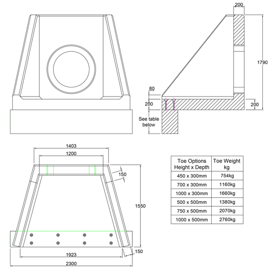 SFA13 W Headwall line drawing