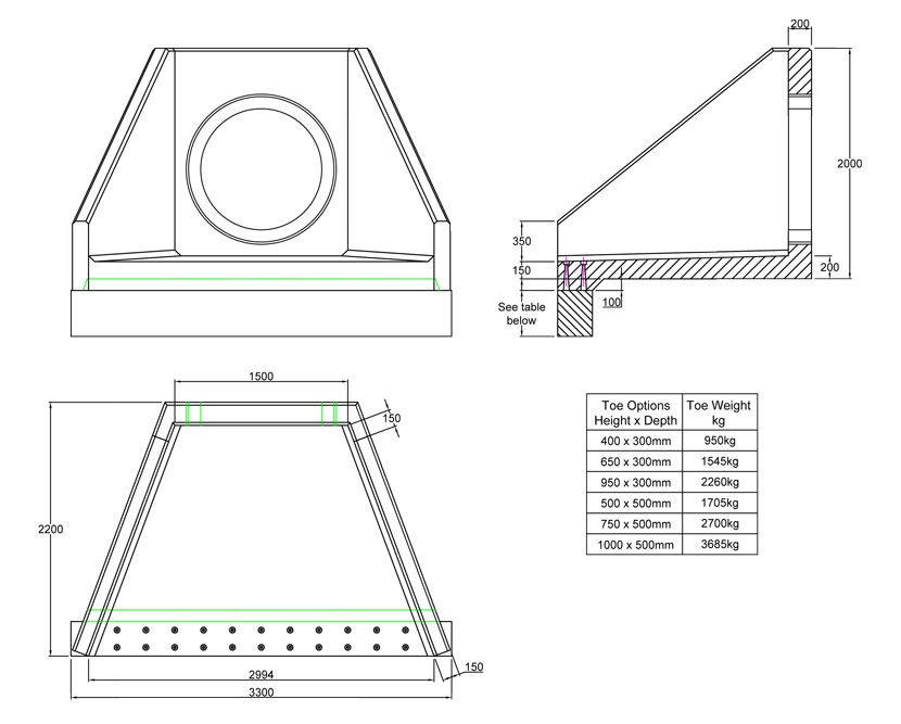 SFA15 C Headwall line drawing