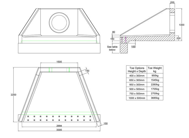 SFA15 W Headwall line drawing