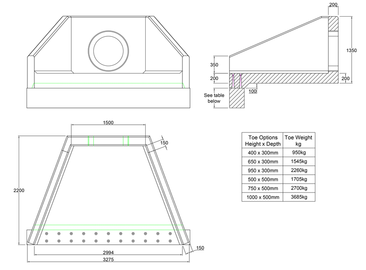 SFA16 A Headwall line drawing