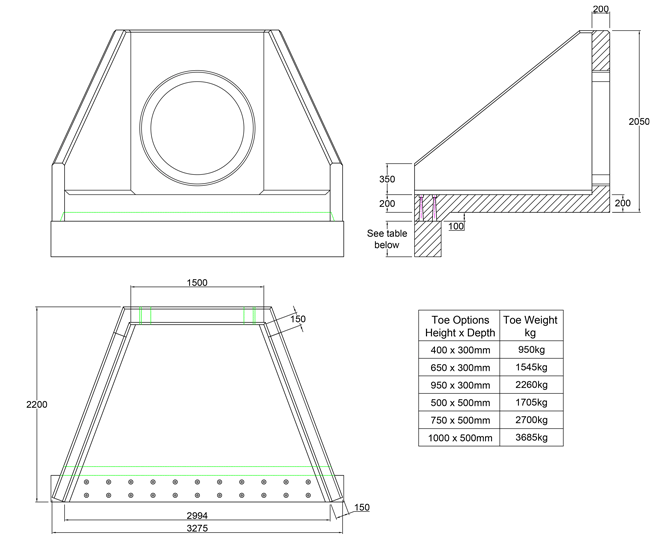 SFA16 C Headwall line drawing