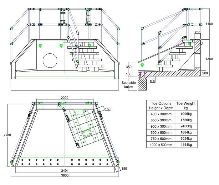SFA20 A Headwall with Steps line drawing