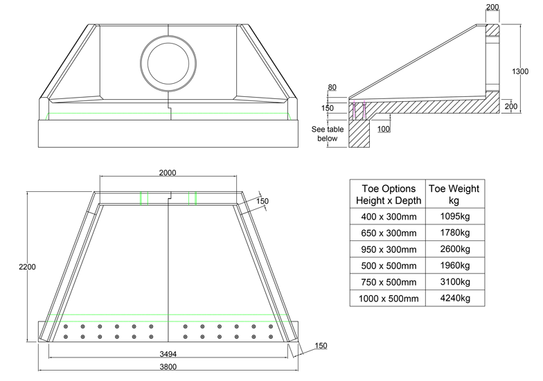 SFA20 W Headwall line drawing