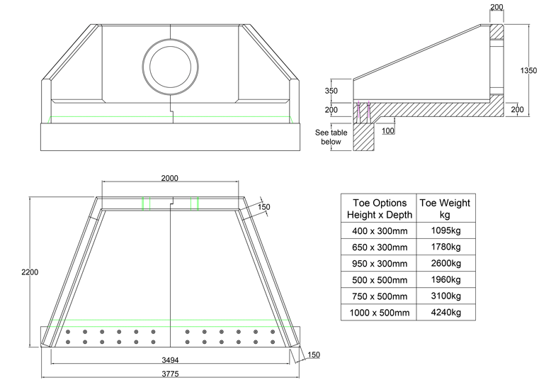 SFA21 A Headwall line drawing