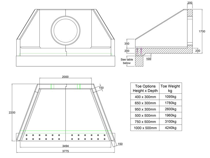 SFA21 B Headwall line drawing