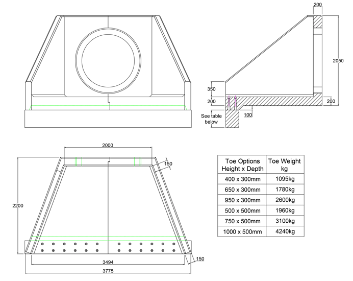 SFA21 C Headwall line drawing