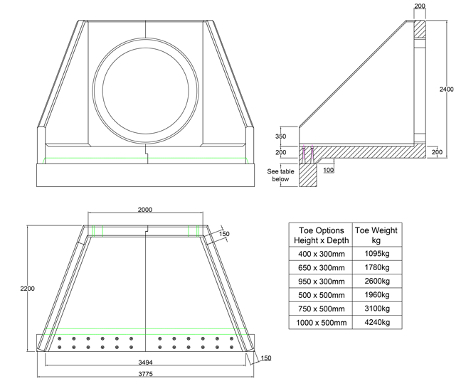 SFA21 D Headwall line drawing