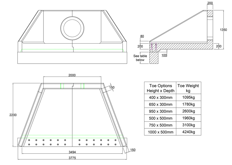 SFA21 W Headwall line drawing