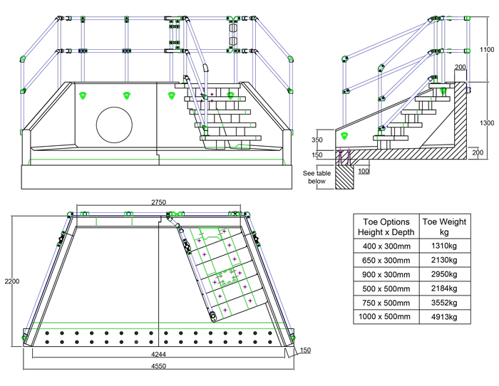 SFA27 A Headwall with Steps line drawing