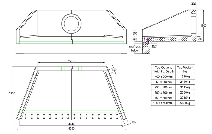 SFA27 A Headwall line drawing