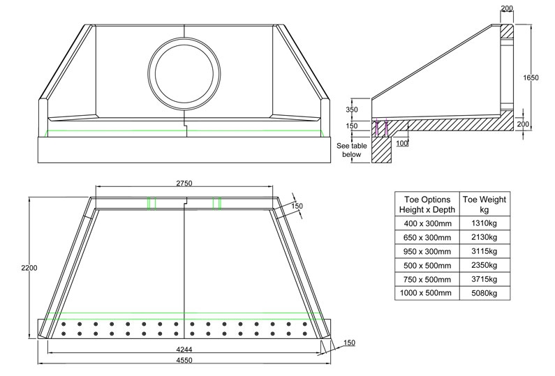 SFA27 B Headwall line drawing