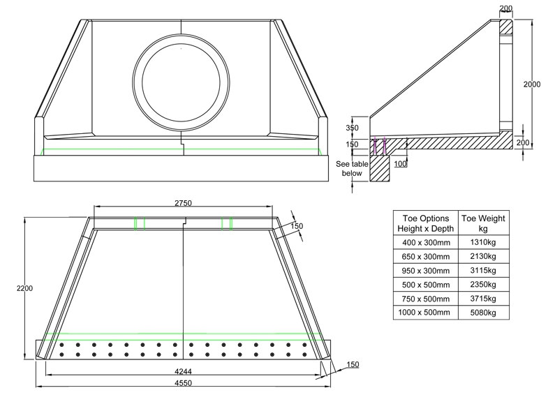 SFA27 C Headwall line drawing