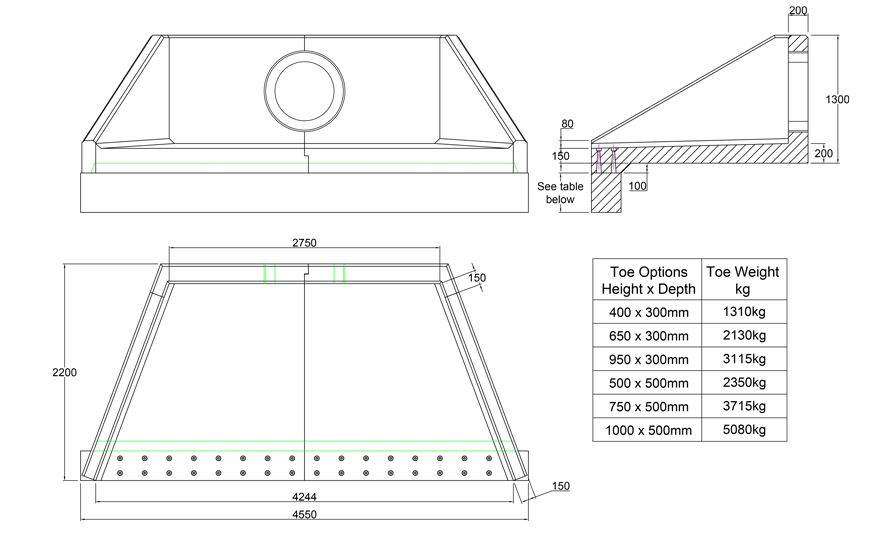 SFA27 W Headwall line drawing