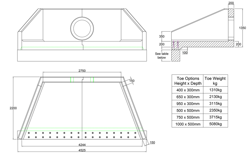 SFA28 A Headwall line drawing