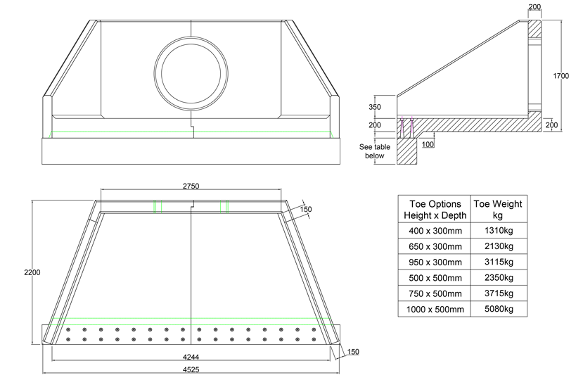 SFA28 B Headwall line drawing