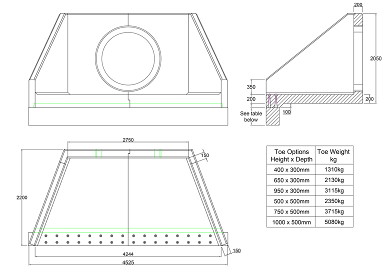 SFA28 C Headwall line drawing