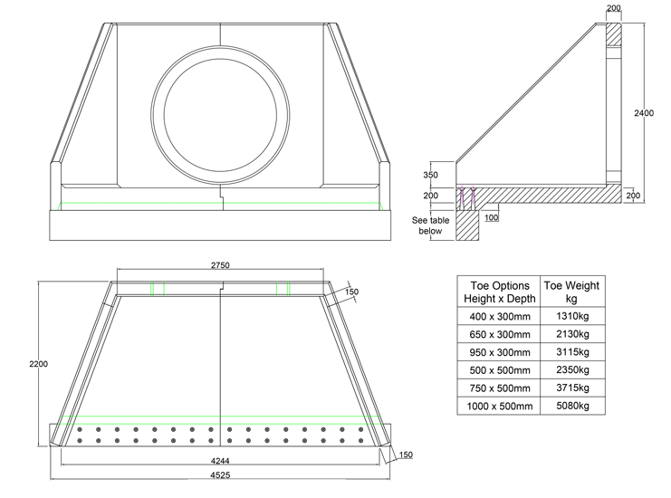 SFA28 D Headwall line drawing