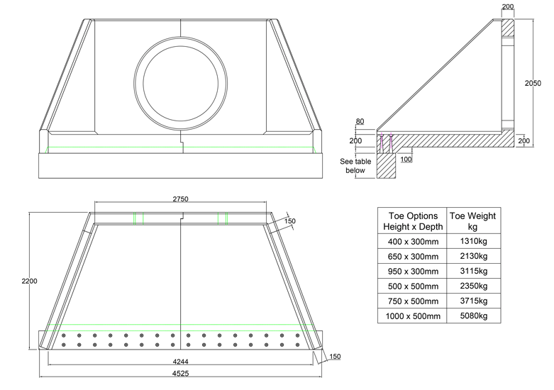 SFA28 Y Headwall line drawing