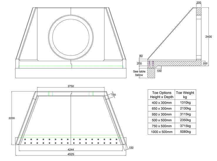 SFA28 Z Headwall line drawing