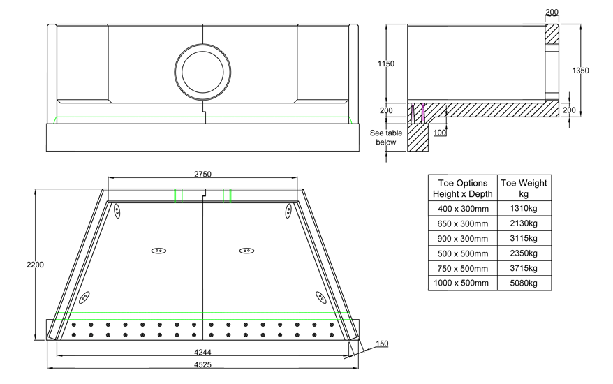 SP28 E Headwall line drawing