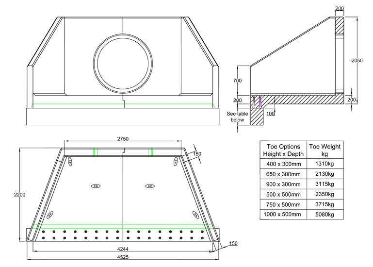 SP28 H Headwall line drawing