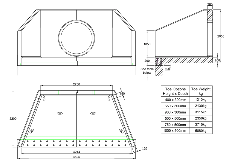 SP28 I Headwall line drawing