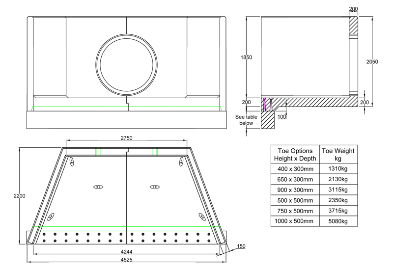 SP28 J Headwall line drawing