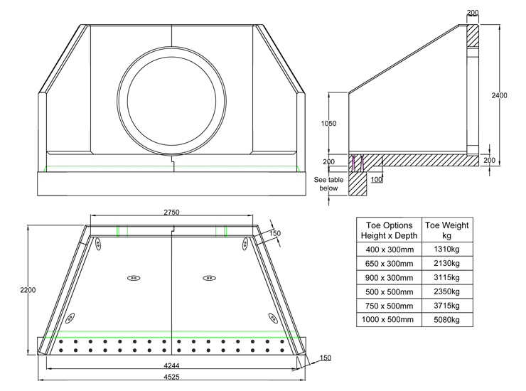 SP28 L Headwall line drawing