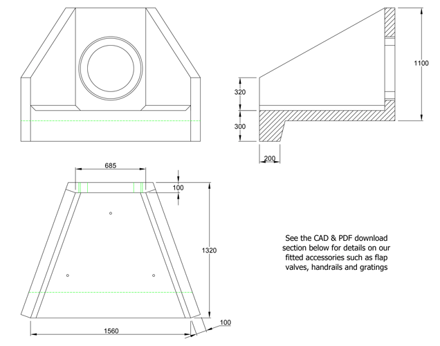 H6C A Headwall line drawing